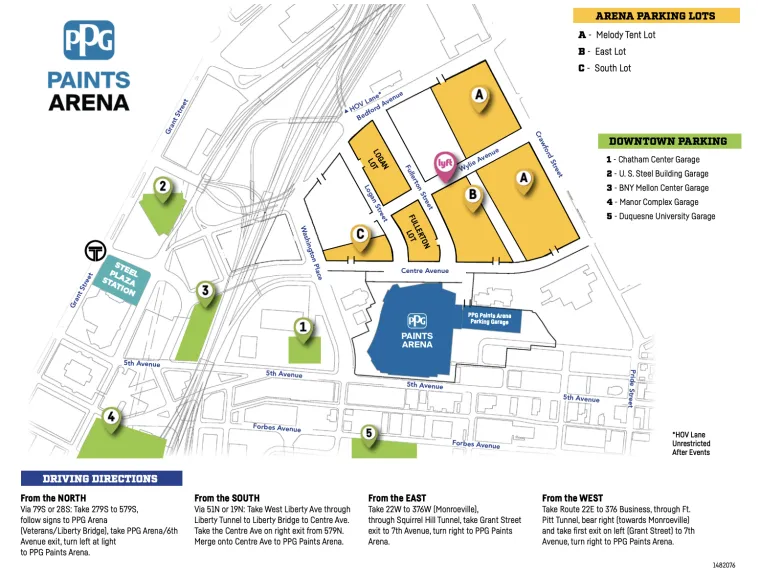 PPG Paints Arena parking map